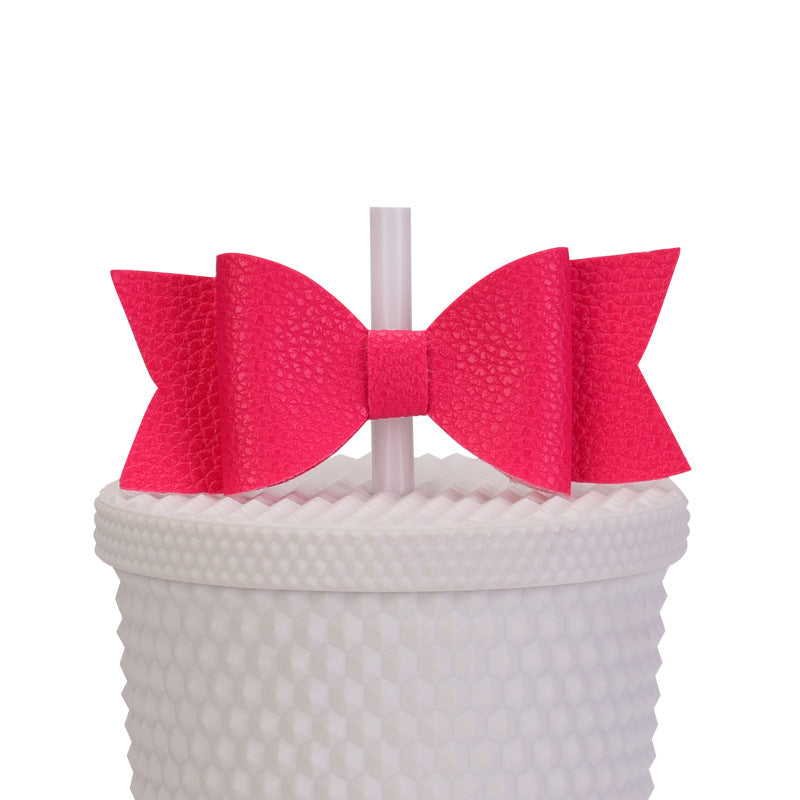 Wholesale Durian Cup Leather Straw Cup Accessories Bow Straw Cover Sticker